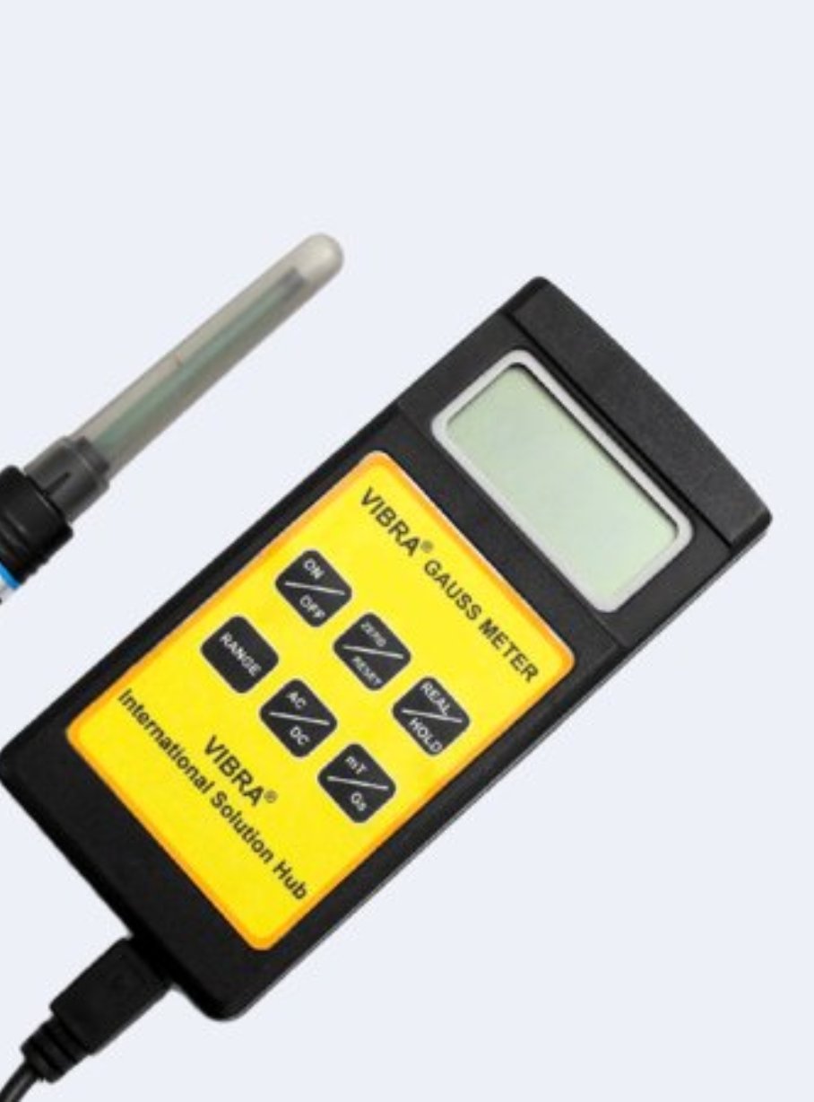 A yellow and black handheld moisture meter with a probe, connected by a black wire