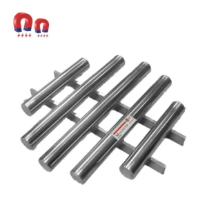 Magnetic grate, five metal bars, angled, set in a grid, used to capture metal contaminants.