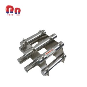 Magnetic grate with metal bars, designed for removing ferrous contaminants.