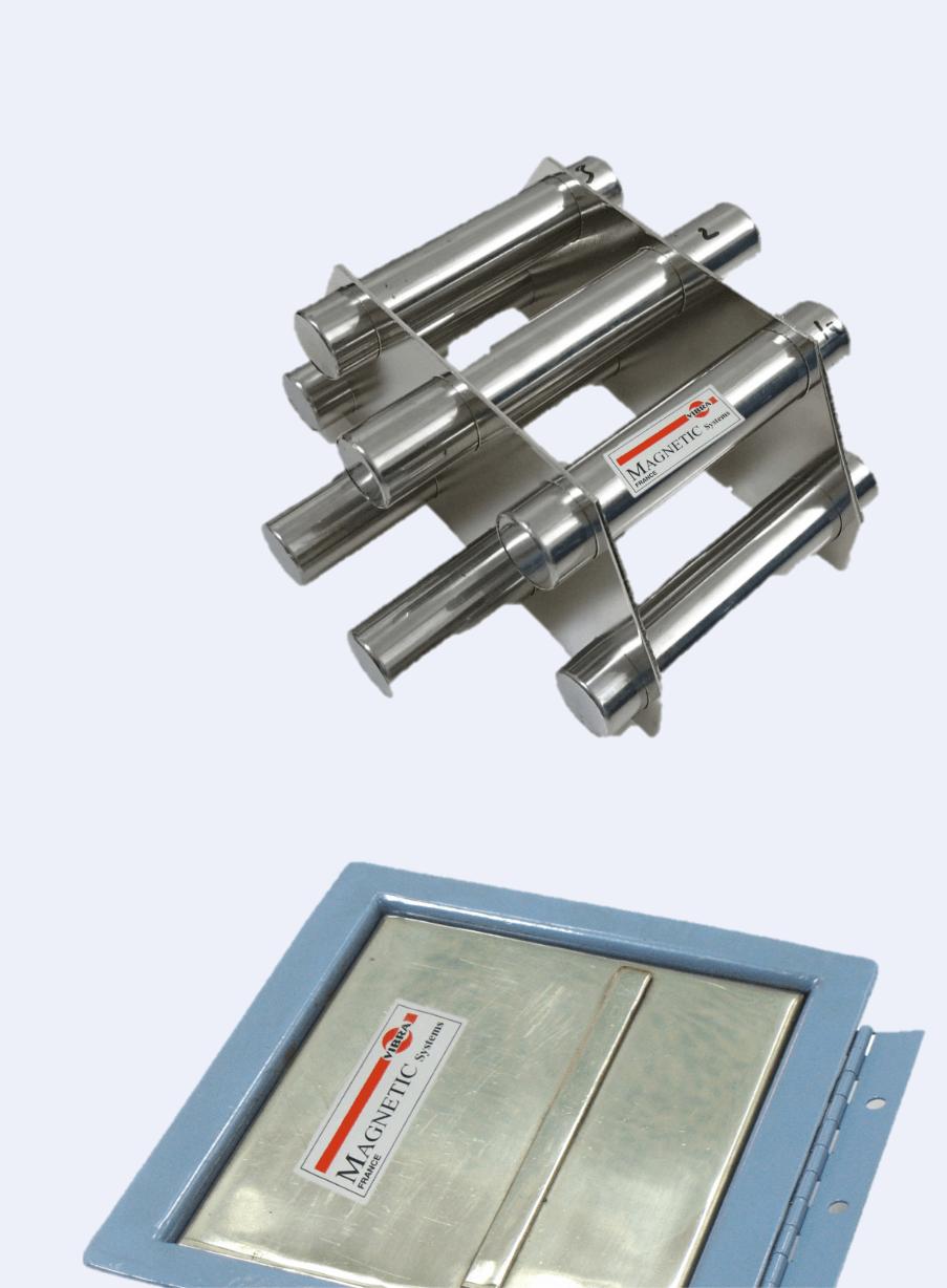 Magnetic grate and housing for removing ferrous contaminants from flowing product