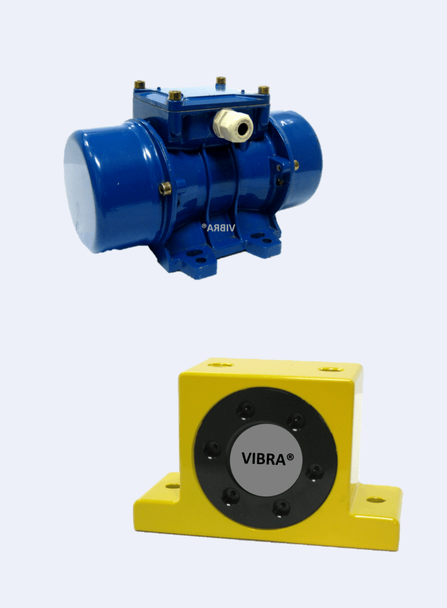 Blue and yellow industrial vibrators